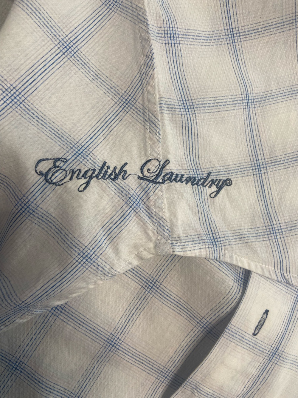 English Laundry Men’s XL Embroidered Button Down Shirt Plaid Designer Casual - Picture 13 of 15